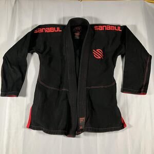 Sanabul BJJ Gi Jacket Top A0 Black Red Brazilian Jiu Jitsu Kimono Uniform Adult